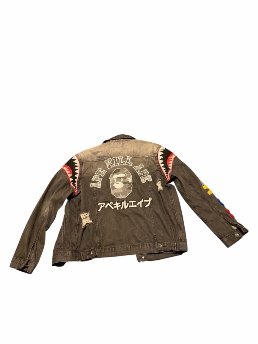 Hudson Jeans black men Denim Jacket with Shark Patch Accents, pre-owned, - Picture 2 of 13